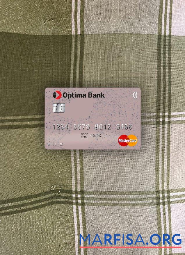 Realistic Kyrgyzstan Optima Bank mastercard photolook front download for verification